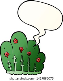cartoon hedge with speech bubble in smooth gradient style