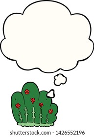 cartoon hedge with thought bubble
