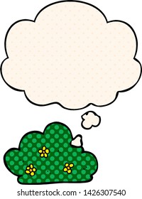 cartoon hedge with thought bubble in comic book style