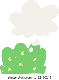 Cartoon-Hecke mit Denkblase im Retro-Stil
