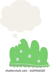 Cartoon-Hecke mit Denkblase im Retro-Stil