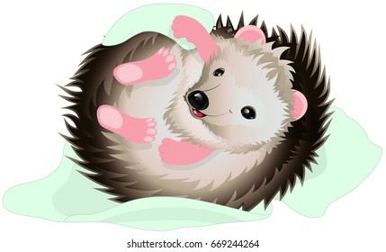 cartoon hedgehog with blanket