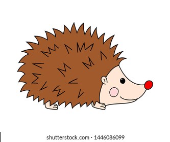 Cartoon hedgehog clipart. Cute childish vector illustration isolated on white background.

