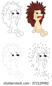 Cartoon hedgehog cries. Dot to dot educational game for kids