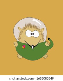 Cartoon-Hedgehog-Design mit Astronautenbekleidung