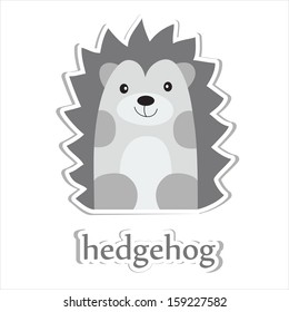 Cartoon hedgehog isolated on white. Education design. Vector illustration.