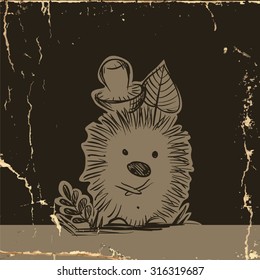 Cartoon Hedgehog With Mushroom