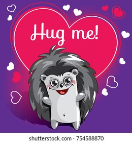 Cartoon hedgehog ready for a hugging