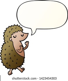 cartoon hedgehog with speech bubble in smooth gradient style