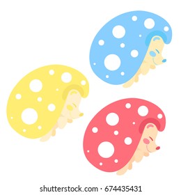  Cartoon hedgehog with spot, set. Vector illustration.