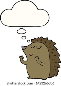 cartoon hedgehog with thought bubble