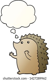 cartoon hedgehog with thought bubble in smooth gradient style