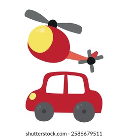 Cartoon helicopter icon. Flat illustration of cartoon helicopter icon for web design