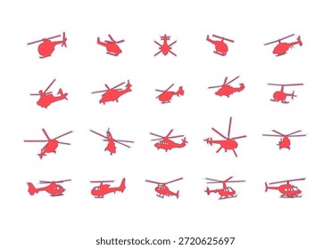 Conjunto de elementos de pegatina de helicóptero de dibujos animados 