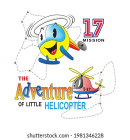 cartoon helicopter vector illustration with smiling face