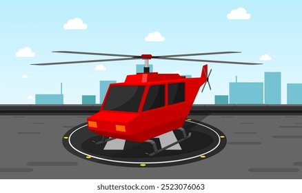 Cartoon Helicopter Vector, Helicopter landing, red, chopper Vector