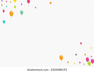 Cartoon Helium Balloon Vector Transparent Background. Surprise Ballon Frame. Red and Green and Yellow Birthday Design. Color Celebrate Inflatable Ball Backdrop.