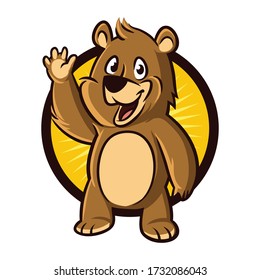 Cartoon Hello Bear Mascot Logo