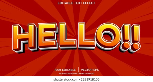 cartoon hello text effect editable