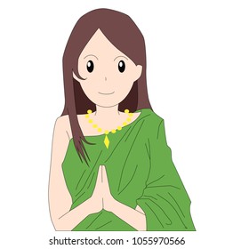 Cartoon Hello in Thai style
