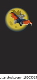 cartoon helloween bat on the moon background