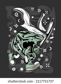 cartoon helmet knight t-shirt design illustration