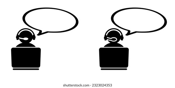 Cartoon help desk icon. Customer service pictogram. Headphone for support or 24-7 service. Call center operator sign. Support and help around the clock or 24 hours a day