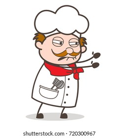 Cartoon Helpless Chef Face Expression Vector Illustration