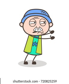 Cartoon Helpless Grandpa Vector Character