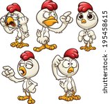 Cartoon hen with different emotions. Vector clip art illustration with simple gradients. Each one on a separate layer.
