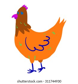 Cartoon hen flat mascot icon. The vector illustration for ui, web games, tablets, wallpapers, and patterns.