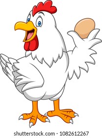 Cartoon hen holding a egg