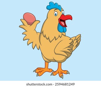 Cartoon hen holding a egg vector illustration