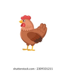 Cartoon hen for kids. Farm animals.Vector illustration