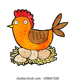 cartoon hen on eggs
