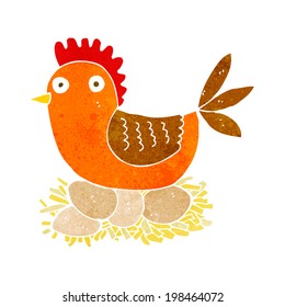 cartoon hen on eggs