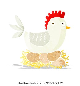 cartoon hen on eggs