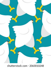 Cartoon Hen pattern seamless. Chicken background. Farm bird texture. 