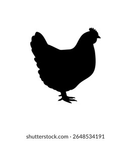 Cartoon hen silhouette icon vector flat design.