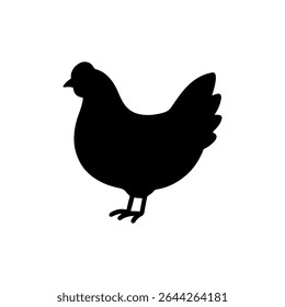Cartoon hen silhouette vector flat illustration design.
