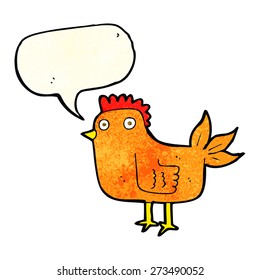 cartoon hen with speech bubble