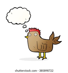 cartoon hen with thought bubble