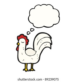 caricatura de gallina con burbuja de pensamiento