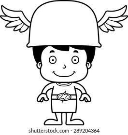 A cartoon Hermes boy smiling.