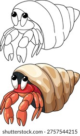 A cartoon hermit crab