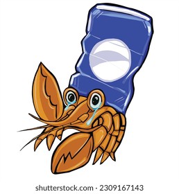 cartoon hermit crab set  vector hermit crab