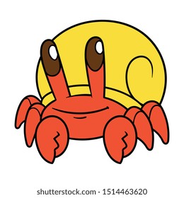 Cartoon Hermit Crab Vector Illustration