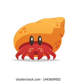 Cartoon hermit crab vector isolated illustration