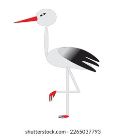 Cartoon Heron isolated on white background. Vector illustration
