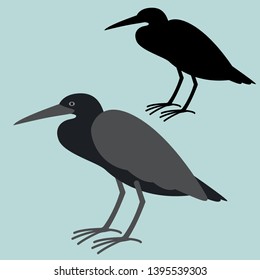 cartoon  heron, vector illustration,flat style,profile side
